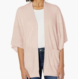 Jack by BB Dakota Rosewater Waffle Knit Go Lightly Open Front Jacket Size M